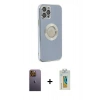 MARSİLYAN™- iPhone 12 Pro Kılıf İz Form Serisi - Siyah Polymer Nano Ekran Koruyucu + Neon Fosforlu Kamera Lens - SI