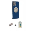 MARSİLYAN™- iPhone 12 Pro Kılıf İz Form Serisi - Siyah Polymer Nano Ekran Koruyucu + Shine Kamera Lens Koruma Cam - SABE
