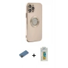 MARSİLYAN™- iPhone 12 Pro Kılıf İz Form Serisi - Siyah Polymer Nano Ekran Koruyucu + Shine Kamera Lens Koruma Cam - GD