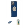 MARSİLYAN™- iPhone 12 Pro Kılıf İz Form Serisi - Siyah Polymer Nano Ekran Koruyucu + Shine Kamera Lens Koruma Cam - GD