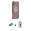 MARSİLYAN™- iPhone 12 Pro Kılıf İz Form Serisi - Siyah Polymer Nano Ekran Koruyucu + Shine Kamera Lens Koruma Cam - GD
