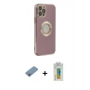 MARSİLYAN™- iPhone 12 Pro Kılıf İz Form Serisi - Siyah Polymer Nano Ekran Koruyucu + Shine Kamera Lens Koruma Cam - GI