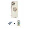 MARSİLYAN™- iPhone 12 Pro Kılıf İz Form Serisi - Siyah Polymer Nano Ekran Koruyucu + Shine Kamera Lens Koruma Cam - GS