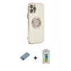 MARSİLYAN™- iPhone 12 Pro Kılıf İz Form Serisi - Siyah Polymer Nano Ekran Koruyucu + Shine Kamera Lens Koruma Cam - GI