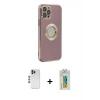 MARSİLYAN™- iPhone 12 Pro Kılıf İz Form Serisi - Siyah Polymer Nano Ekran Koruyucu + Shine Kamera Lens - MI