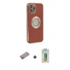 MARSİLYAN™- iPhone 12 Pro Kılıf İz Form Serisi - Siyah Polymer Nano Ekran Koruyucu + Sierra Blue Shine Kamera Lens Koruma Cam