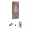 MARSİLYAN™- iPhone 12 Pro Kılıf İz Form Serisi - Siyah Polymer Nano Ekran Koruyucu + Sierra Blue Shine Kamera Lens Koruma Cam