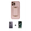 MARSİLYAN™- iPhone 12 Pro Kılıf Kozmos Minimal Prime - Şeffaf 360 Full Body Arka Koruyucu + Neon Fosforlu Kamera Lens - BZ