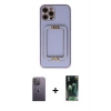 MARSİLYAN™- iPhone 12 Pro Kılıf Kozmos Minimal Prime - Şeffaf 360 Full Body Arka Koruyucu + Neon Fosforlu Kamera Lens - BZ