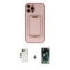 MARSİLYAN™- iPhone 12 Pro Kılıf Kozmos Minimal Prime - Şeffaf 360 Full Body Arka Koruyucu + Shine Kamera Lens - GD