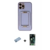 MARSİLYAN™- iPhone 12 Pro Kılıf Kozmos Minimal Prime - Şeffaf 360 Full Body Arka Koruyucu + Mavi Shine Kamera Lens Koruma Cam