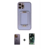 MARSİLYAN™- iPhone 12 Pro Kılıf Kozmos Minimal Prime - Şeffaf 360 Full Body Arka Koruyucu + Neon Fosforlu Kamera Lens - SI