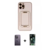 MARSİLYAN™- iPhone 12 Pro Kılıf Kozmos Minimal Prime - Şeffaf 360 Full Body Arka Koruyucu + Neon Fosforlu Kamera Lens - BZ