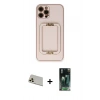 MARSİLYAN™- iPhone 12 Pro Kılıf Kozmos Minimal Prime - Şeffaf 360 Full Body Arka Koruyucu + Rainbow Kamera Lens Koruma Cam - GD
