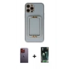 MARSİLYAN™- iPhone 12 Pro Kılıf Kozmos Minimal Prime - Şeffaf 360 Full Body Arka Koruyucu + Neon Fosforlu Kamera Lens - TU