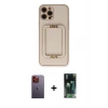 MARSİLYAN™- iPhone 12 Pro Kılıf Kozmos Minimal Prime - Şeffaf 360 Full Body Arka Koruyucu + Neon Fosforlu Kamera Lens - TU