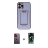 MARSİLYAN™- iPhone 12 Pro Kılıf Kozmos Minimal Prime - Şeffaf 360 Full Body Arka Koruyucu + Neon Fosforlu Kamera Lens - TU