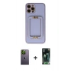 MARSİLYAN™- iPhone 12 Pro Kılıf Kozmos Minimal Prime - Şeffaf 360 Full Body Arka Koruyucu + Neon Fosforlu Kamera Lens - YL