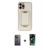 MARSİLYAN™- iPhone 12 Pro Kılıf Kozmos Minimal Prime - Şeffaf 360 Full Body Arka Koruyucu + Neon Fosforlu Kamera Lens - YL