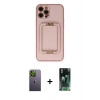 MARSİLYAN™- iPhone 12 Pro Kılıf Kozmos Minimal Prime - Şeffaf 360 Full Body Arka Koruyucu + Neon Fosforlu Kamera Lens - YL