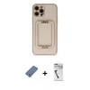 MARSİLYAN™- iPhone 12 Pro Kılıf Kozmos Minimal Prime - Şeffaf Uv Polymer Nano Ekran Koruyucu + Metal Kamera Lens Koruma Cam - AKYL