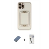 MARSİLYAN™- iPhone 12 Pro Kılıf Kozmos Minimal Prime - Şeffaf Uv Polymer Nano Ekran Koruyucu + Metal Kamera Lens Koruma Cam - AKYL