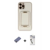 MARSİLYAN™- iPhone 12 Pro Kılıf Kozmos Minimal Prime - Şeffaf Uv Polymer Nano Ekran Koruyucu + Metal Kamera Lens Koruma Cam - GD