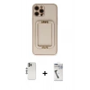 MARSİLYAN™- iPhone 12 Pro Kılıf Kozmos Minimal Prime - Şeffaf Uv Polymer Nano Ekran Koruyucu + Shine Kamera Lens - GS