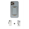 MARSİLYAN™- iPhone 12 Pro Kılıf Kozmos Minimal Prime - Şeffaf Uv Polymer Nano Ekran Koruyucu + Shine Kamera Lens - GS