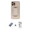 MARSİLYAN™- iPhone 12 Pro Kılıf Kozmos Minimal Prime - Şeffaf Uv Polymer Nano Ekran Koruyucu + Metal Kamera Lens Koruma Cam - MI