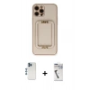 MARSİLYAN™- iPhone 12 Pro Kılıf Kozmos Minimal Prime - Şeffaf Uv Polymer Nano Ekran Koruyucu + Mavi Shine Kamera Lens