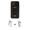 MARSİLYAN™- iPhone 12 Pro Kılıf Kozmos Minimal Prime - Şeffaf Uv Polymer Nano Ekran Koruyucu + Mavi Shine Kamera Lens