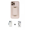 MARSİLYAN™- iPhone 12 Pro Kılıf Kozmos Minimal Prime - Şeffaf Uv Polymer Nano Ekran Koruyucu + Mavi Shine Kamera Lens