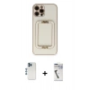 MARSİLYAN™- iPhone 12 Pro Kılıf Kozmos Minimal Prime - Şeffaf Uv Polymer Nano Ekran Koruyucu + Mavi Shine Kamera Lens