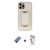 MARSİLYAN™- iPhone 12 Pro Kılıf Kozmos Minimal Prime - Şeffaf Uv Polymer Nano Ekran Koruyucu + Metal Kamera Lens Koruma Cam - MI