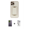 MARSİLYAN™- iPhone 12 Pro Kılıf Kozmos Minimal Prime - Şeffaf Uv Polymer Nano Ekran Koruyucu + Neon Fosforlu Kamera Lens - YL