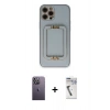 MARSİLYAN™- iPhone 12 Pro Kılıf Kozmos Minimal Prime - Şeffaf Uv Polymer Nano Ekran Koruyucu + Neon Fosforlu Kamera Lens - BZ