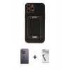 MARSİLYAN™- iPhone 12 Pro Kılıf Kozmos Minimal Prime - Şeffaf Uv Polymer Nano Ekran Koruyucu + Neon Fosforlu Kamera Lens - BZ