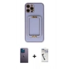 MARSİLYAN™- iPhone 12 Pro Kılıf Kozmos Minimal Prime - Şeffaf Uv Polymer Nano Ekran Koruyucu + Neon Fosforlu Kamera Lens - MI