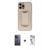 MARSİLYAN™- iPhone 12 Pro Kılıf Kozmos Minimal Prime - Şeffaf Uv Polymer Nano Ekran Koruyucu + Neon Fosforlu Kamera Lens - MI