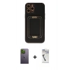 MARSİLYAN™- iPhone 12 Pro Kılıf Kozmos Minimal Prime - Şeffaf Uv Polymer Nano Ekran Koruyucu + Neon Fosforlu Kamera Lens - YL