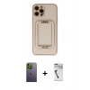 MARSİLYAN™- iPhone 12 Pro Kılıf Kozmos Minimal Prime - Şeffaf Uv Polymer Nano Ekran Koruyucu + Neon Fosforlu Kamera Lens - YL