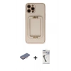 MARSİLYAN™- iPhone 12 Pro Kılıf Kozmos Minimal Prime - Şeffaf Uv Polymer Nano Ekran Koruyucu + Renkli Kamera Lens Koruma Cam - PE