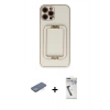 MARSİLYAN™- iPhone 12 Pro Kılıf Kozmos Minimal Prime - Şeffaf Uv Polymer Nano Ekran Koruyucu + Renkli Kamera Lens Koruma Cam - YL