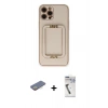 MARSİLYAN™- iPhone 12 Pro Kılıf Kozmos Minimal Prime - Şeffaf Uv Polymer Nano Ekran Koruyucu + Renkli Kamera Lens Koruma Cam - SI