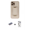 MARSİLYAN™- iPhone 12 Pro Kılıf Kozmos Minimal Prime - Şeffaf Uv Polymer Nano Ekran Koruyucu + Renkli Kamera Lens Koruma Cam - TU