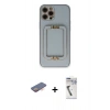 MARSİLYAN™- iPhone 12 Pro Kılıf Kozmos Minimal Prime - Şeffaf Uv Polymer Nano Ekran Koruyucu + Renkli Kamera Lens Koruma Cam - TU