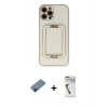 MARSİLYAN™- iPhone 12 Pro Kılıf Kozmos Minimal Prime - Şeffaf Uv Polymer Nano Ekran Koruyucu + Shine Kamera Lens Koruma Cam - SH