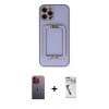 MARSİLYAN™- iPhone 12 Pro Kılıf Kozmos Minimal Prime - Şeffaf Uv Polymer Nano Ekran Koruyucu + Turuncu Neon Fosforlu Kamera Lens