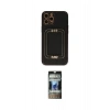 MARSİLYAN™- iPhone 12 Pro Kılıf Kozmos Minimal Prime - Siyah 34D Hayalet Izgaralı Cam